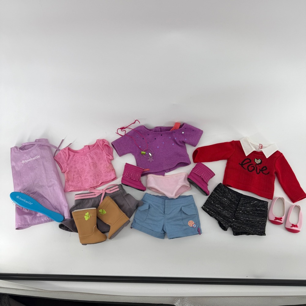 American Girl 18 Inch Doll Clothing Accessory Lot Sweater Boots Shorts Cape